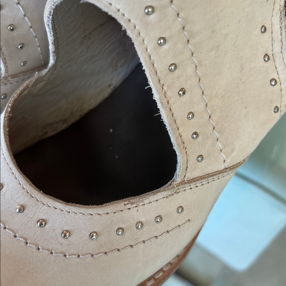 freebird White Cutout Lace-Up Ankle Booties with Brown Accents - Picture 7 of 14